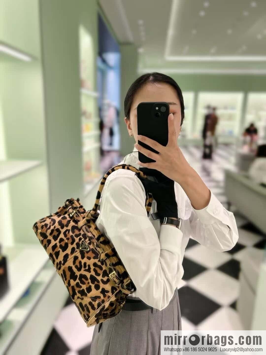 PRADA 🎉 LusSo lf printed leopard print 🎉 1BA426🎉🎉