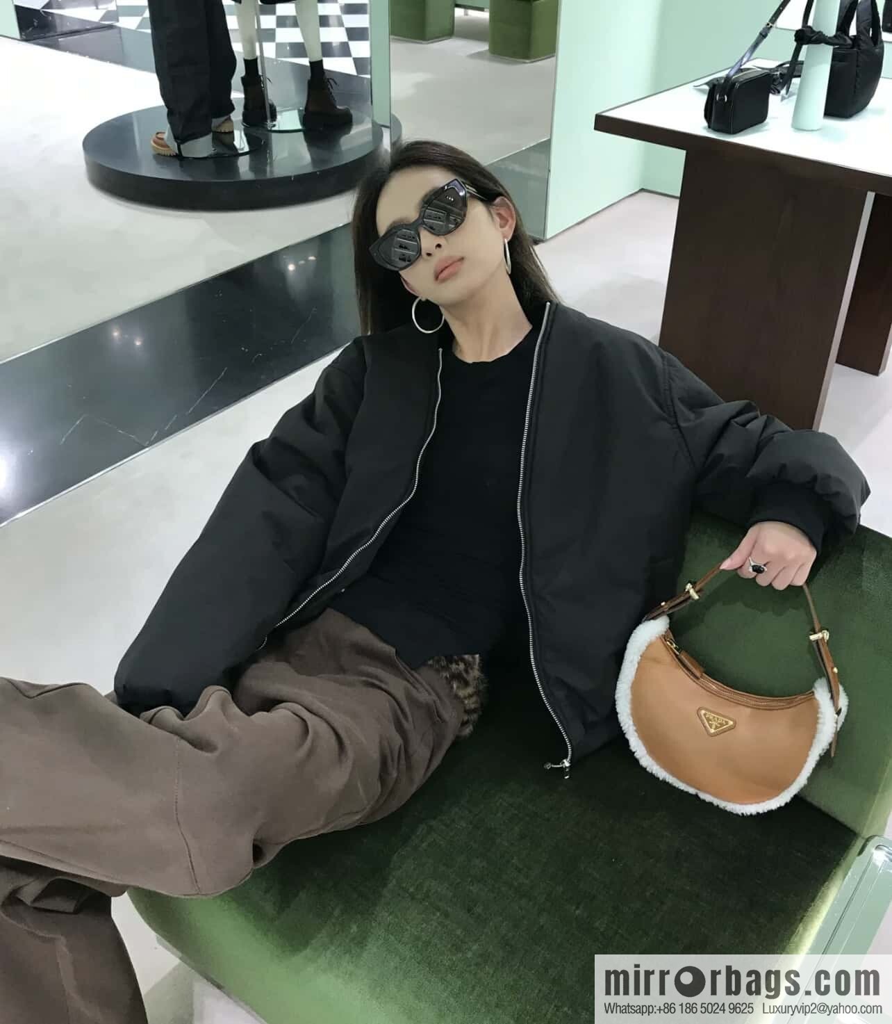PRADA 🎉 Sheepskin Moon Handbag 🎉 1BC194 New🎉🎉