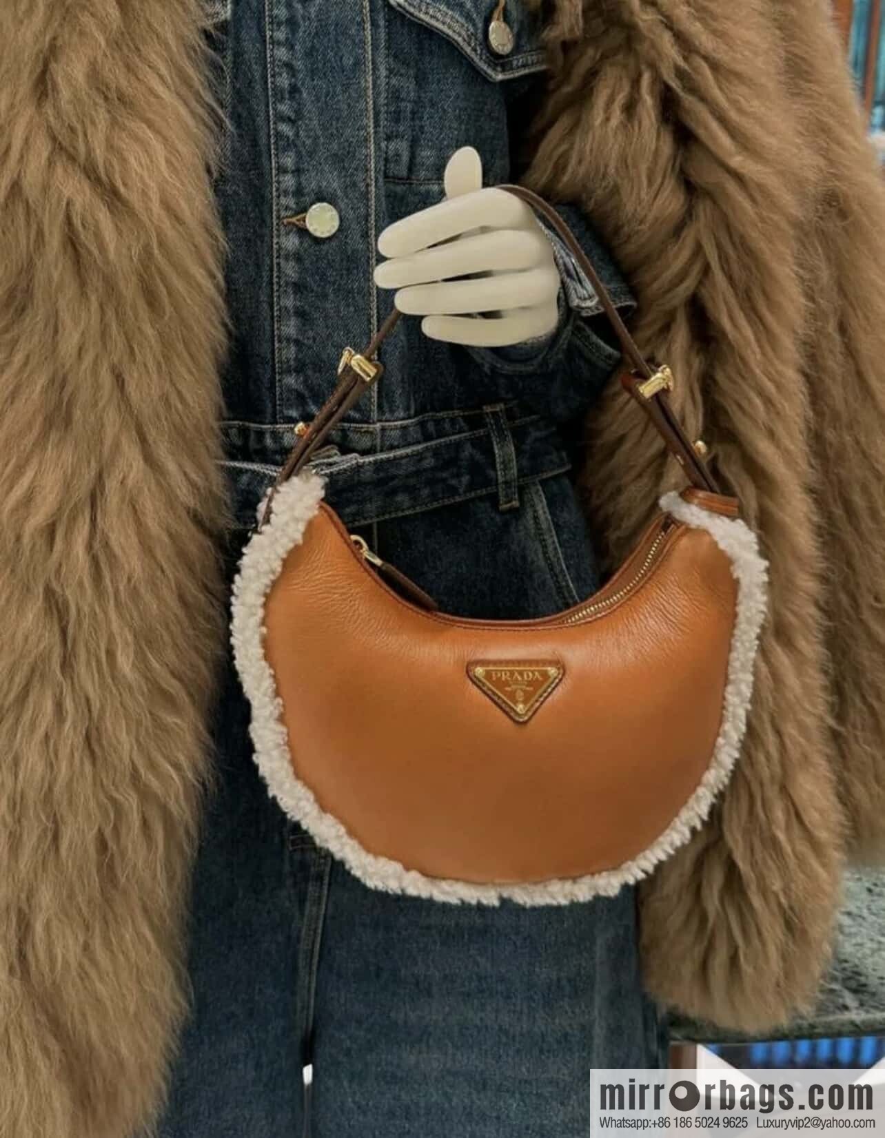 PRADA 🎉 Sheepskin Moon Handbag 🎉 1BC194 New🎉🎉