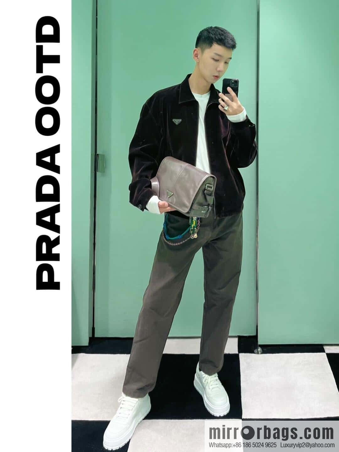 PRADA 🎉 new oil wax bag 🎉 2VD073 messenger bag 🎉🎉 brown
