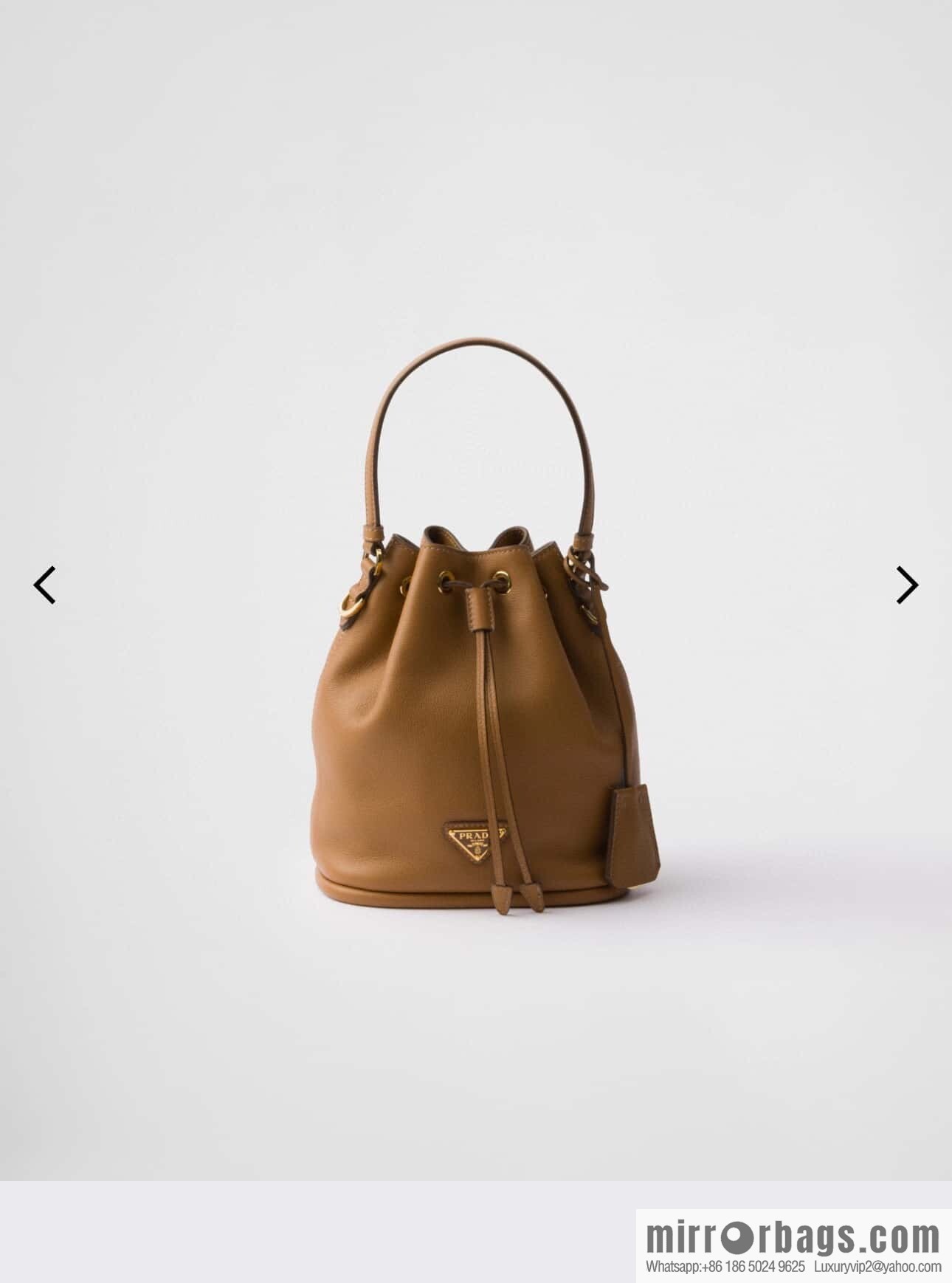 PRADA 🎉 calfskin bucket bag 🎉 1BE067 new 🎉🎉 brown