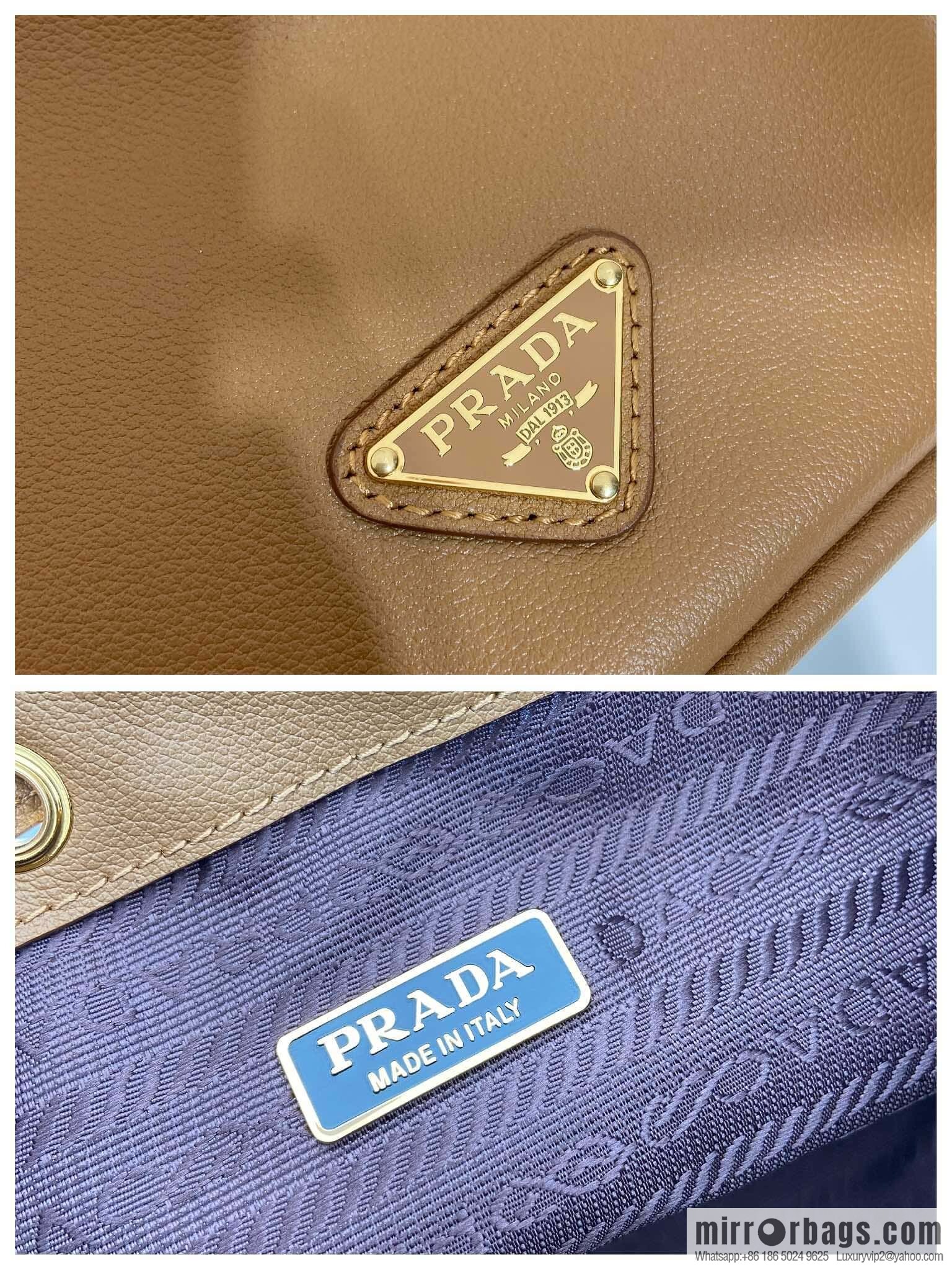 PRADA 🎉 calfskin bucket bag 🎉 1BE067 new 🎉🎉 brown