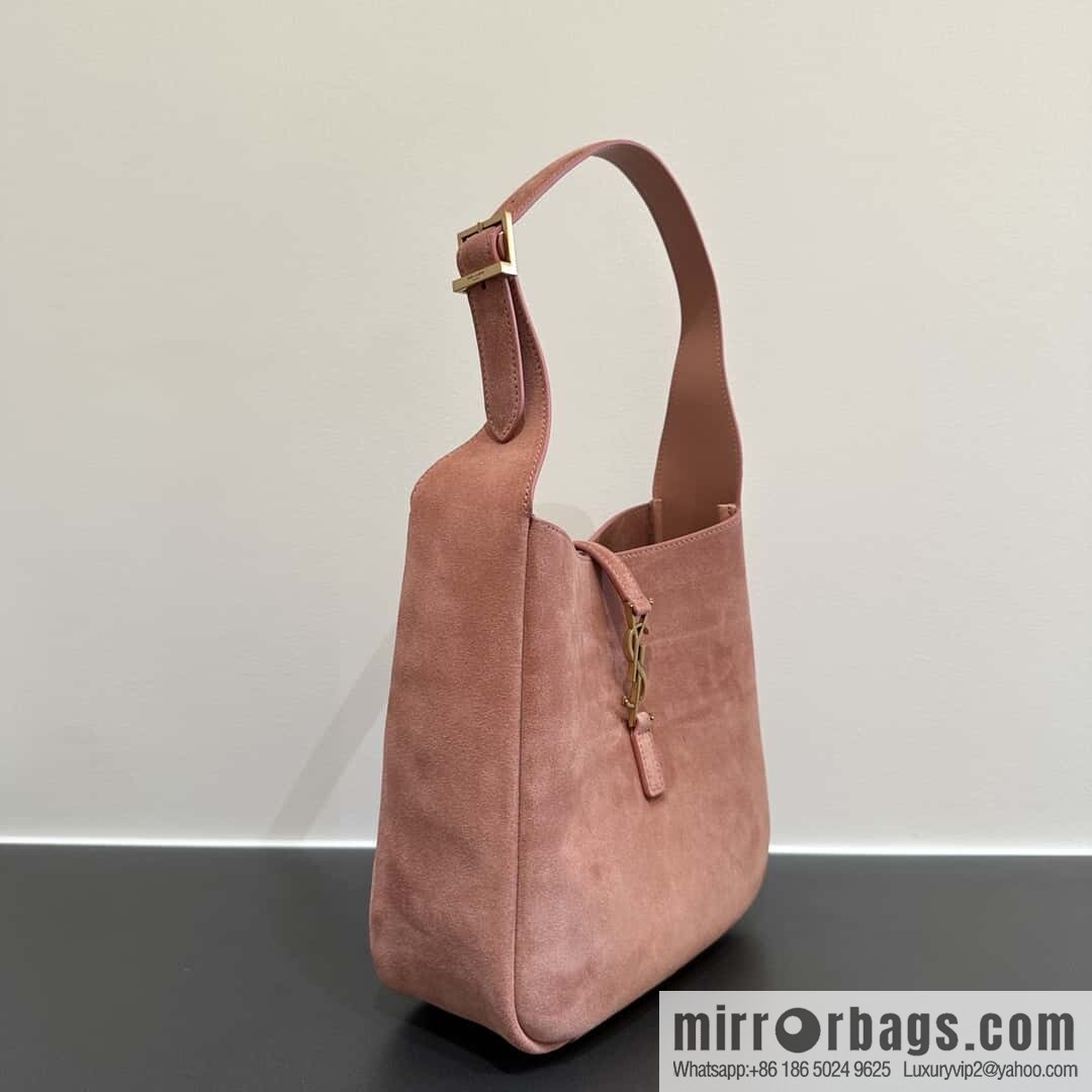 YSL 🆕 pink suede 𝗛𝗼𝗯𝗼 𝗟𝗘 𝟱𝗔𝟳 armpit bag 713938