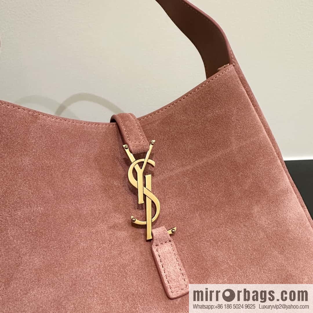 YSL 🆕 pink suede 𝗛𝗼𝗯𝗼 𝗟𝗘 𝟱𝗔𝟳 armpit bag 713938