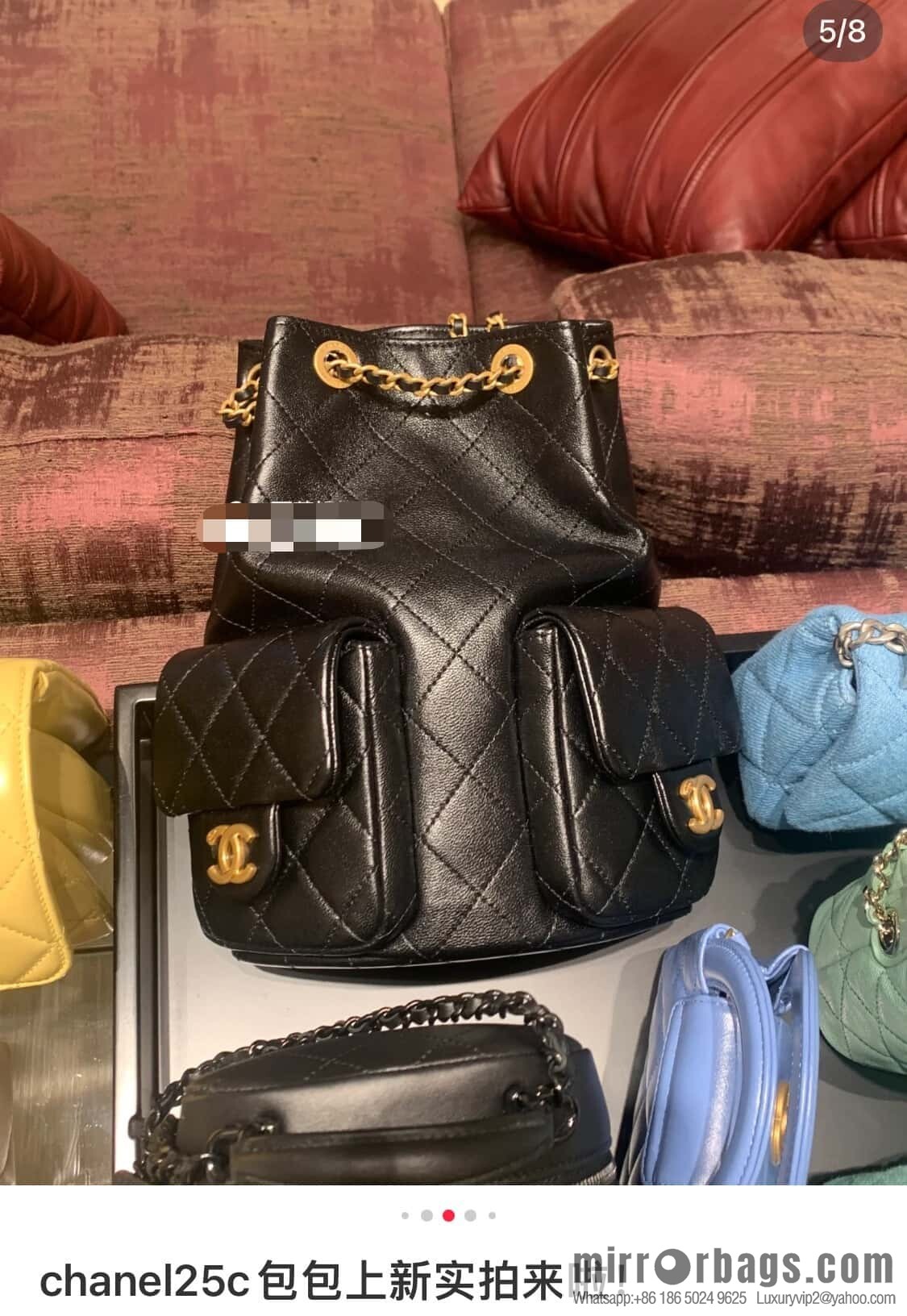 𝐂𝐡𝐚𝐧𝐞𝐥 𝟐𝟓𝐜 early spring vacation series, backpack, black gold 🖤 AS5310