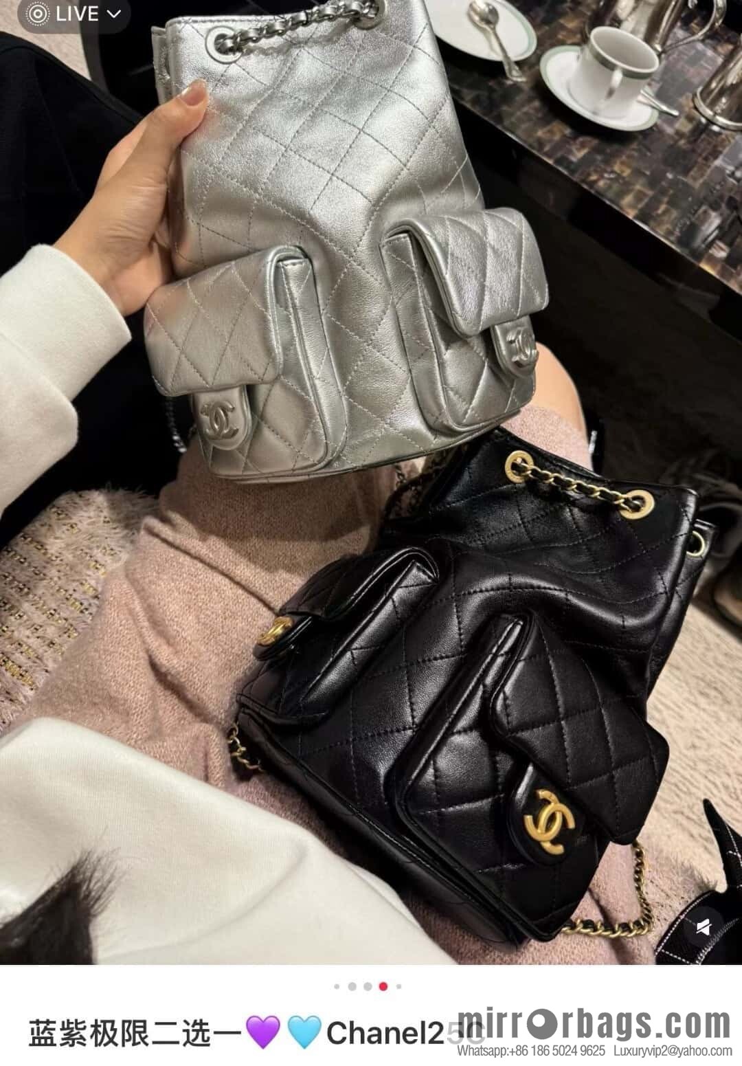 𝐂𝐡𝐚𝐧𝐞𝐥 𝟐𝟓𝐜 early spring vacation series, backpack, black gold 🖤 AS5310
