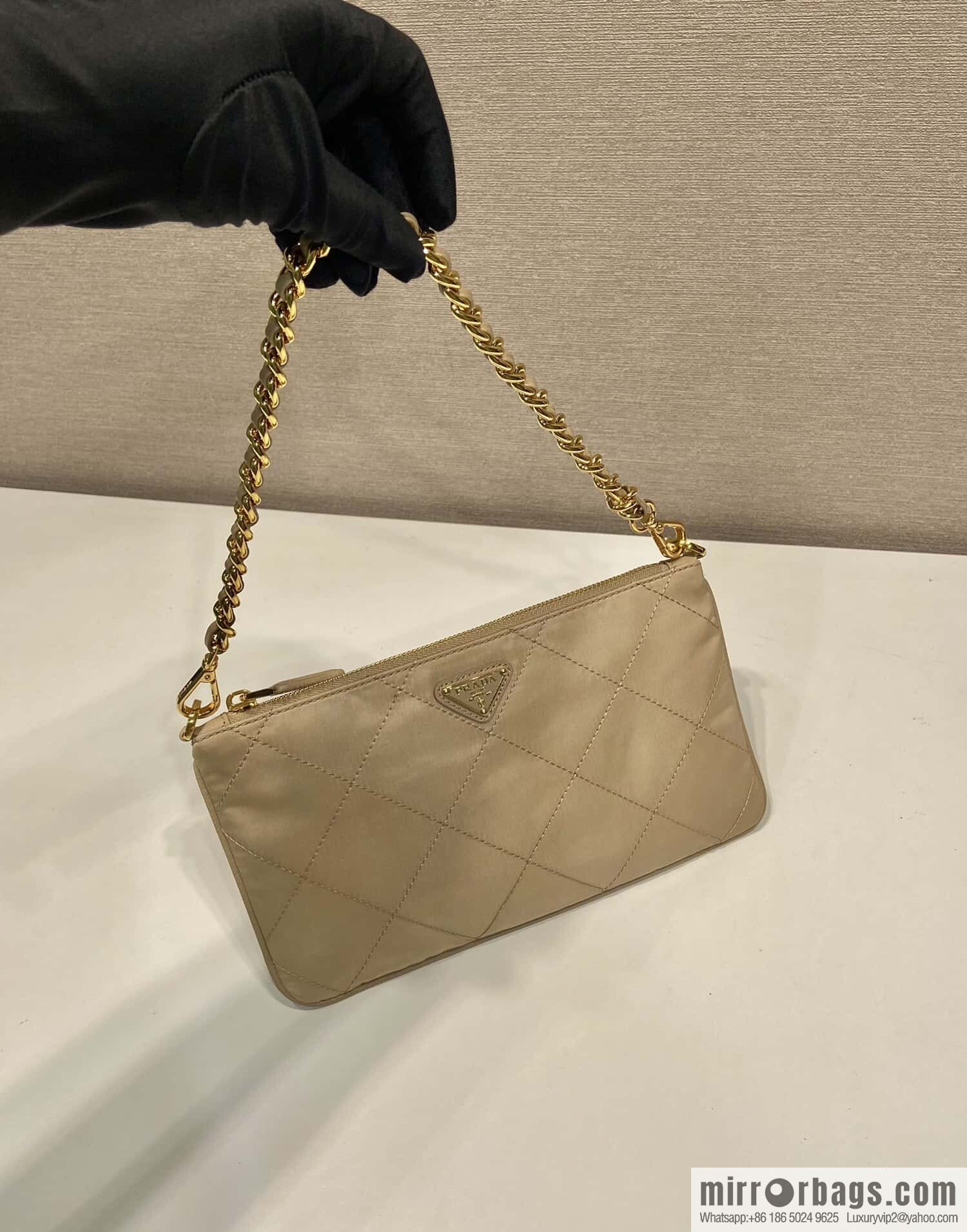 PRADA 🎉 Embroidered Hobo 🎉 1 Nl 054 Underarm Bag 🎉🎉 apricot