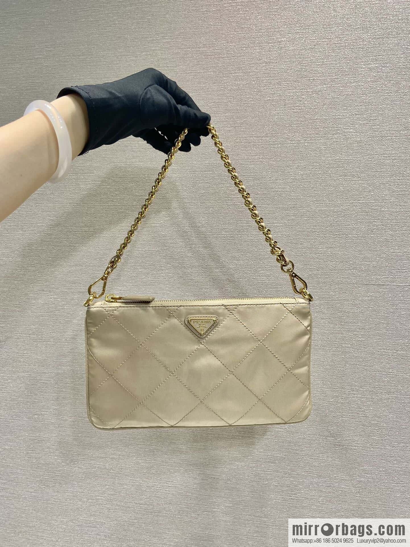 PRADA 🎉 Embroidered Hobo 🎉 1 Nl 054 Underarm Bag 🎉🎉 apricot