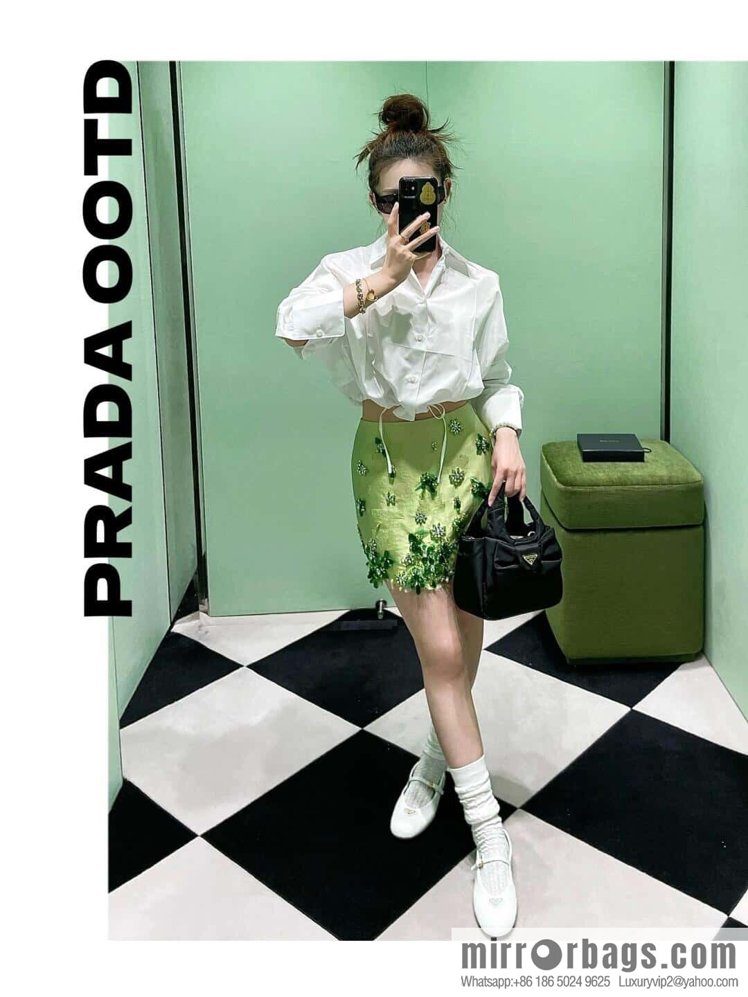 PRADA ๐ bow ๐ 1BA359 vegetable basket๐๐