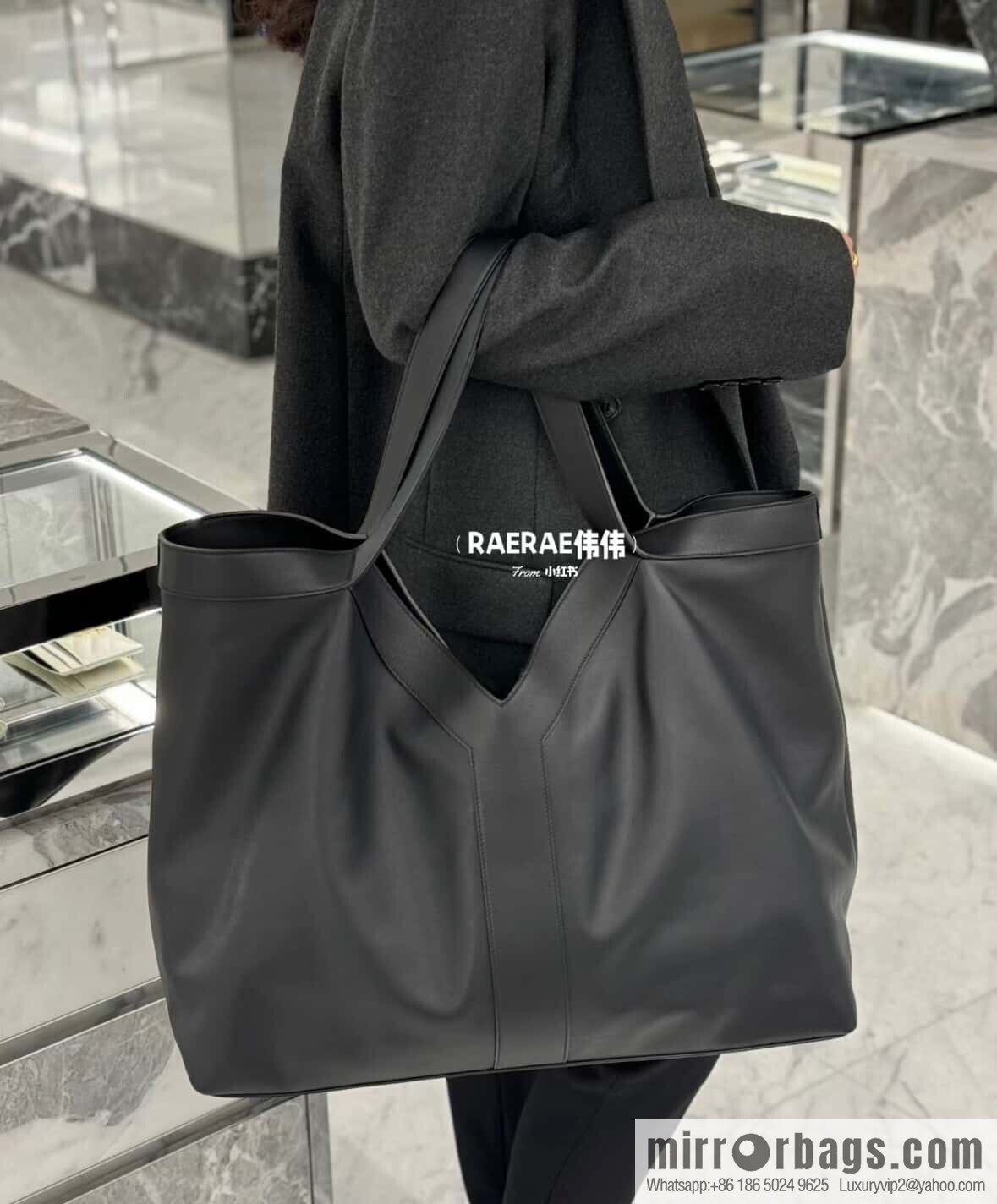 YSL 🆕 𝗪𝗛𝗬 𝗧𝗢𝗧𝗘 tote bag 🔥 817602 full leather black