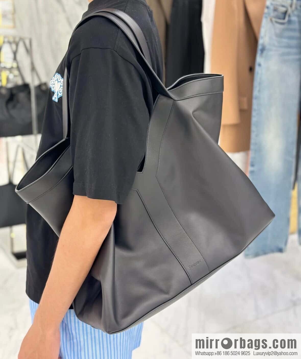 YSL 🆕 𝗪𝗛𝗬 𝗧𝗢𝗧𝗘 tote bag 🔥 817602 full leather black