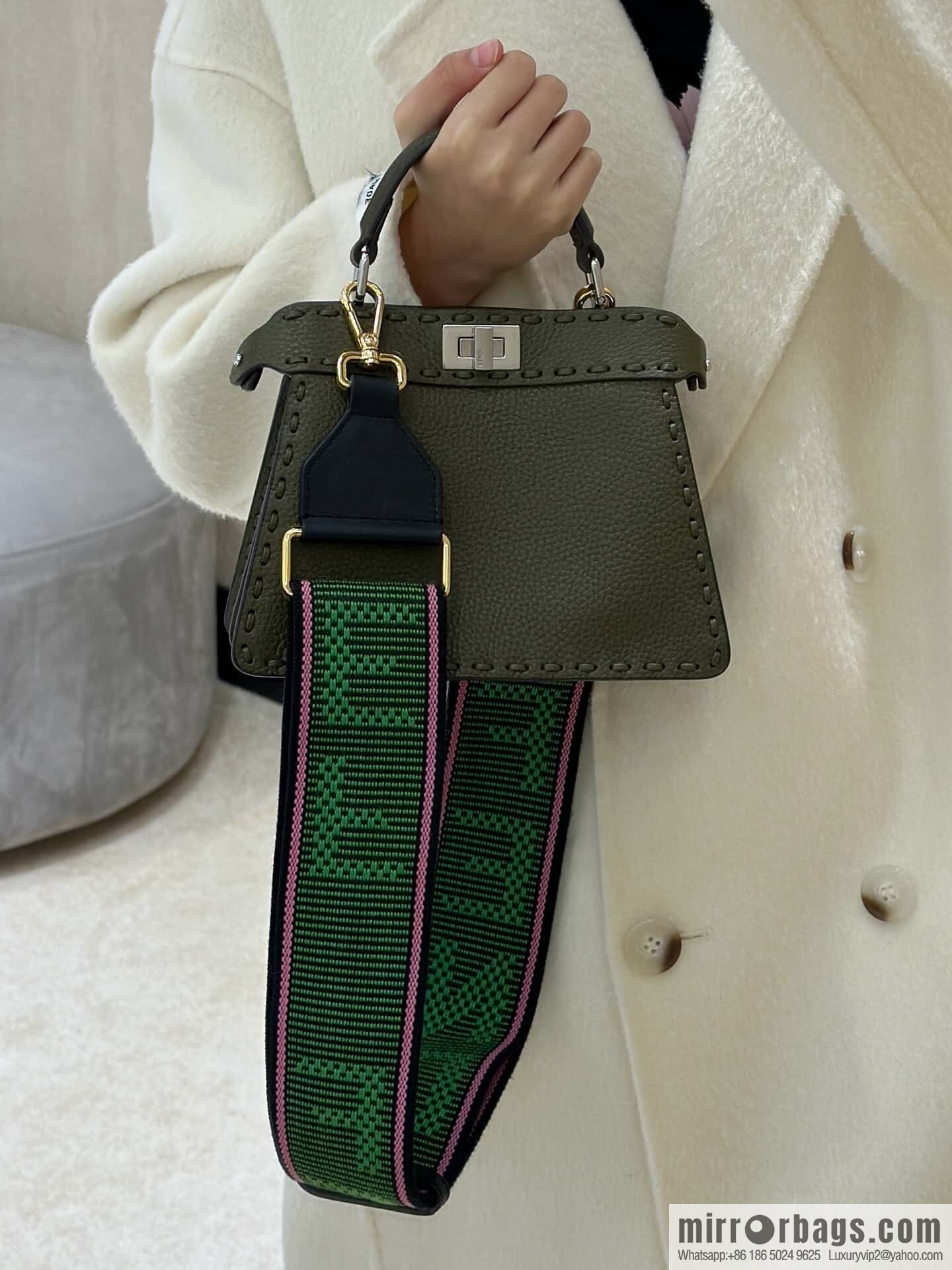 FENDI peekaboo new series I see you petite model number 80133As green