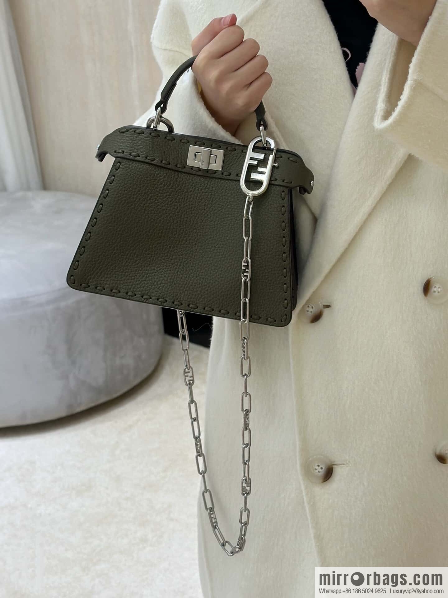 FENDI peekaboo new series I see you petite model number 80133As green