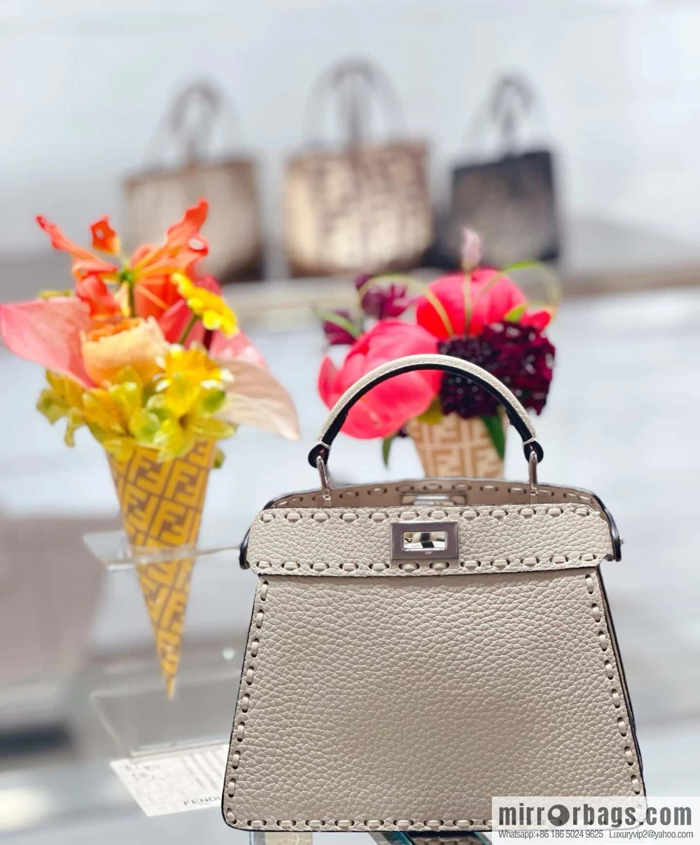 FENDI peekaboo new series I see you petite model number 80133As white