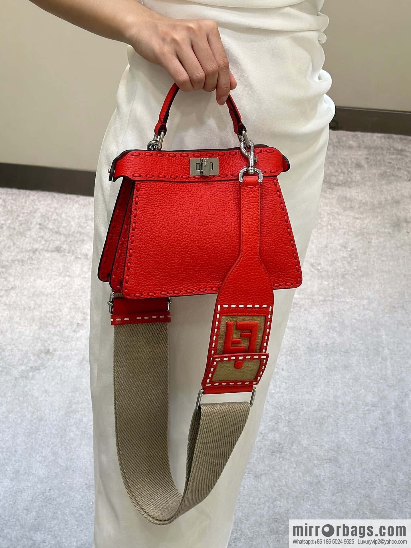 FENDI peekaboo new series I see you petite model number 80133As red