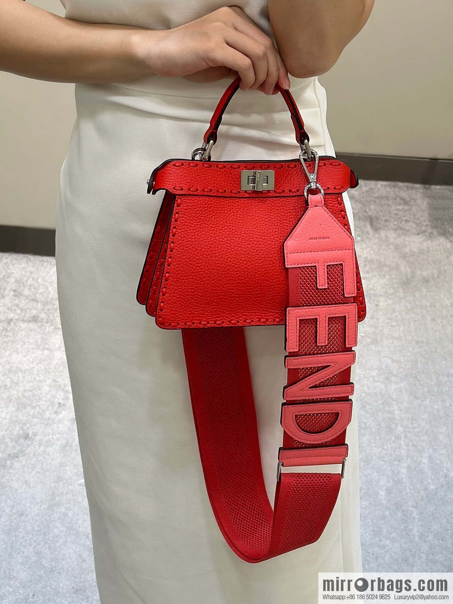 FENDI peekaboo new series I see you petite model number 80133As red