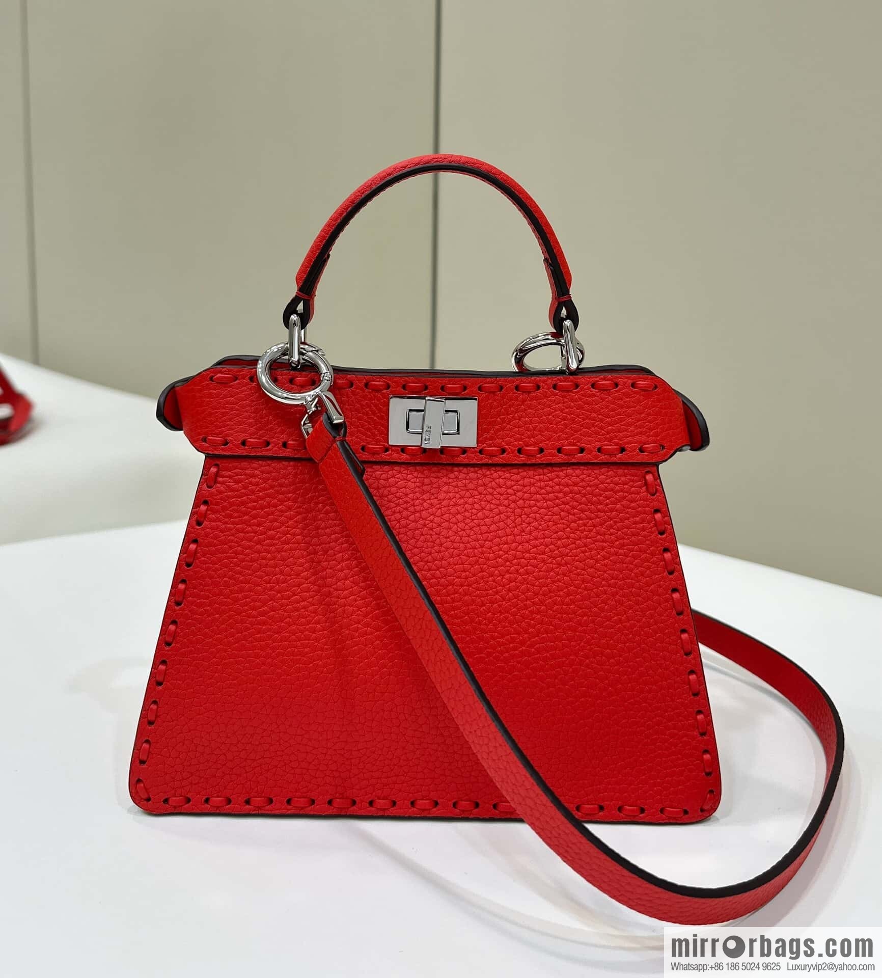 FENDI peekaboo new series I see you petite model number 80133As red