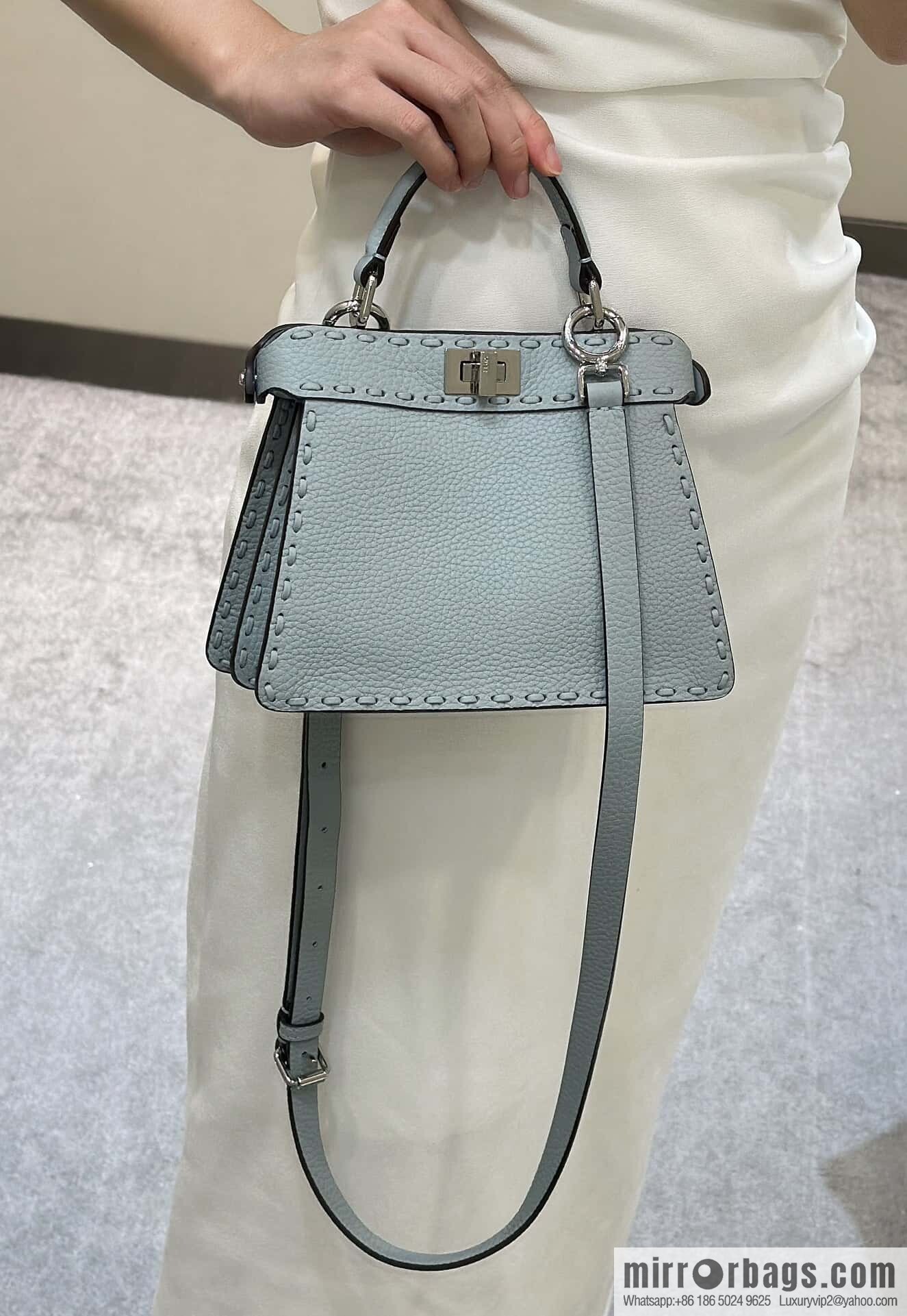 FENDI peekaboo new series I see you petite model number 80133As haze blue
