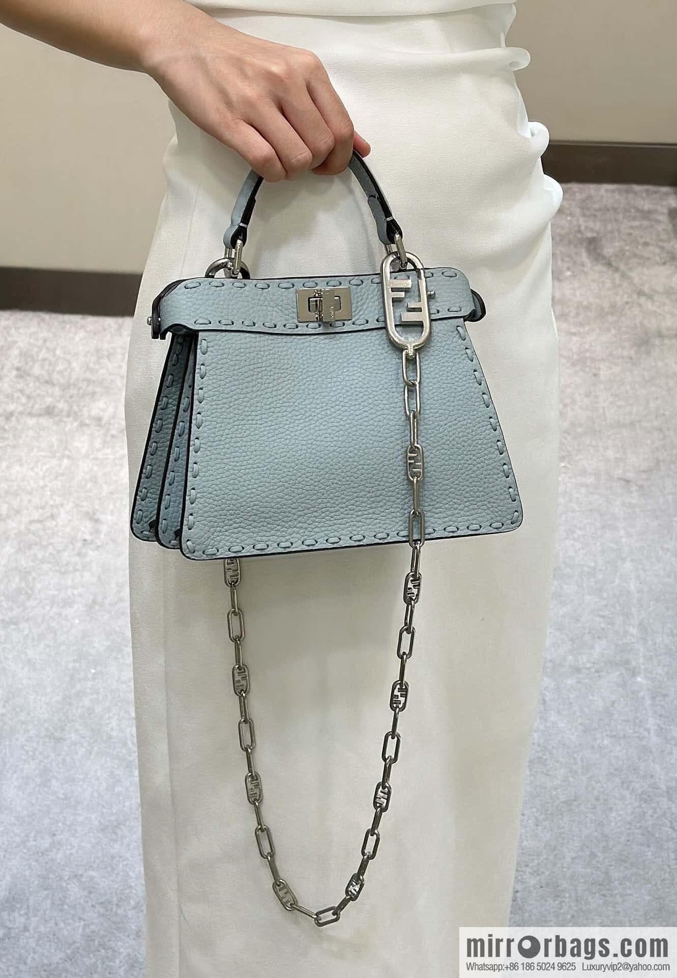 FENDI peekaboo new series I see you petite model number 80133As haze blue