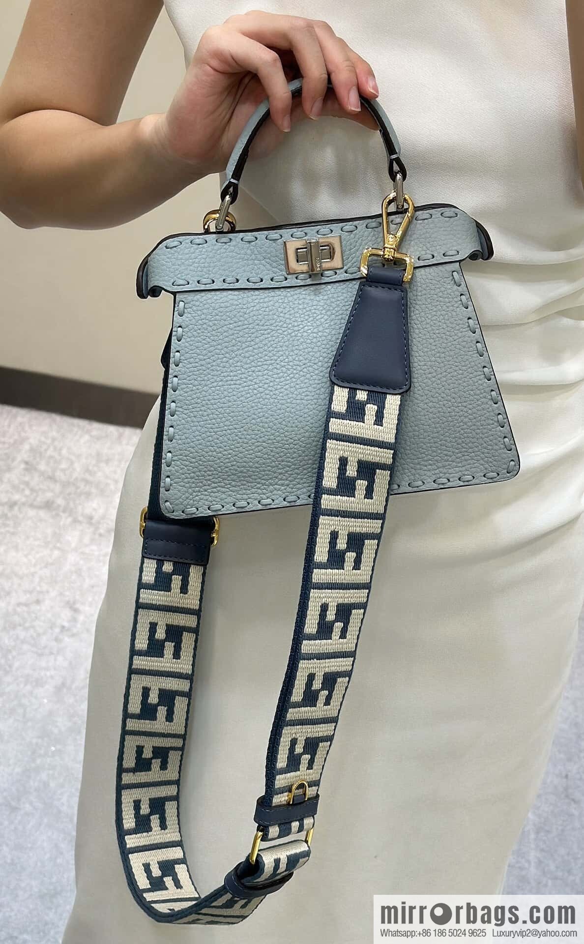 FENDI peekaboo new series I see you petite model number 80133As haze blue