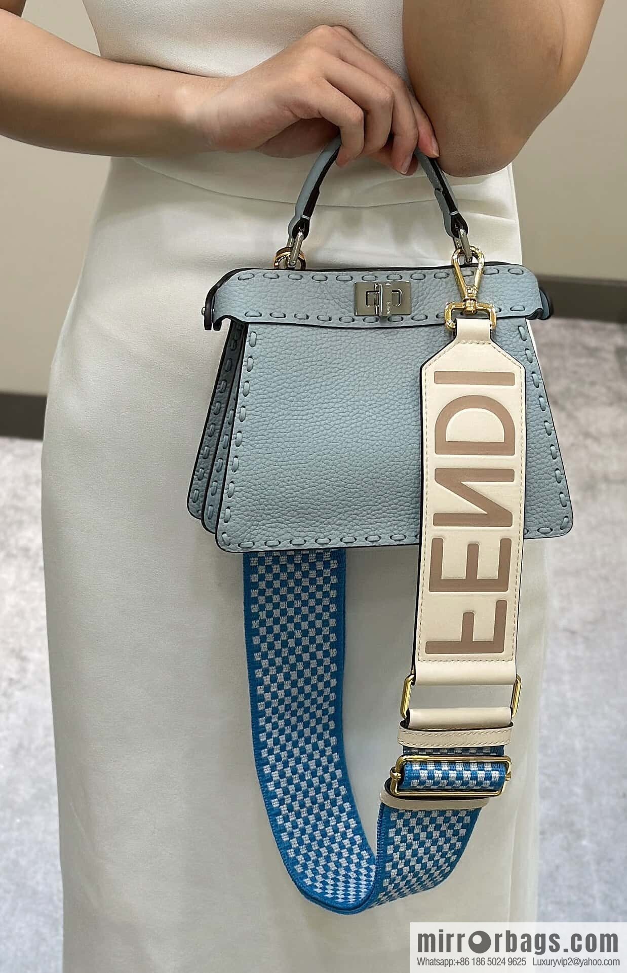 FENDI peekaboo new series I see you petite model number 80133As haze blue