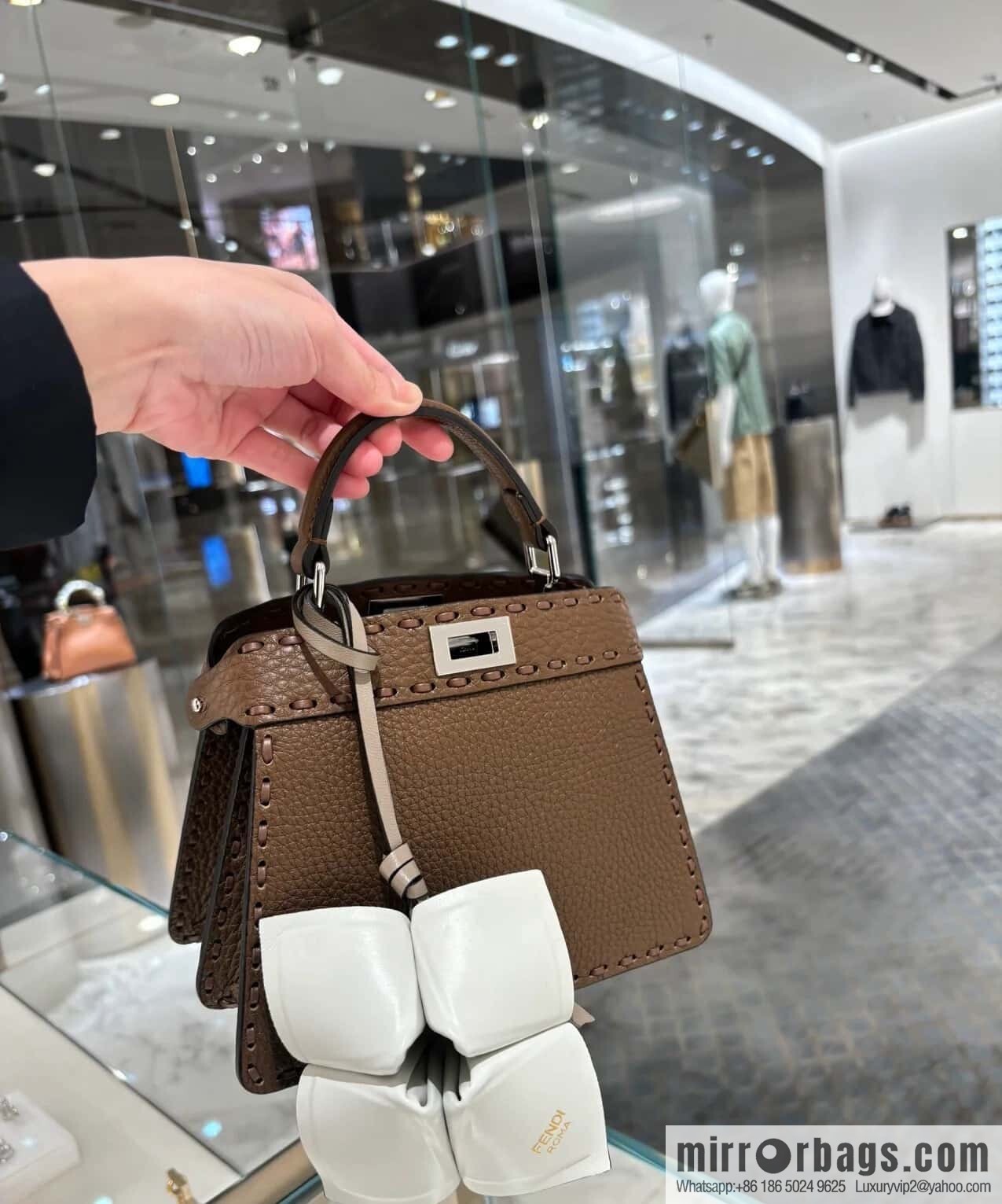 FENDI peekaboo new series I see you petite model number 80133As coffee color