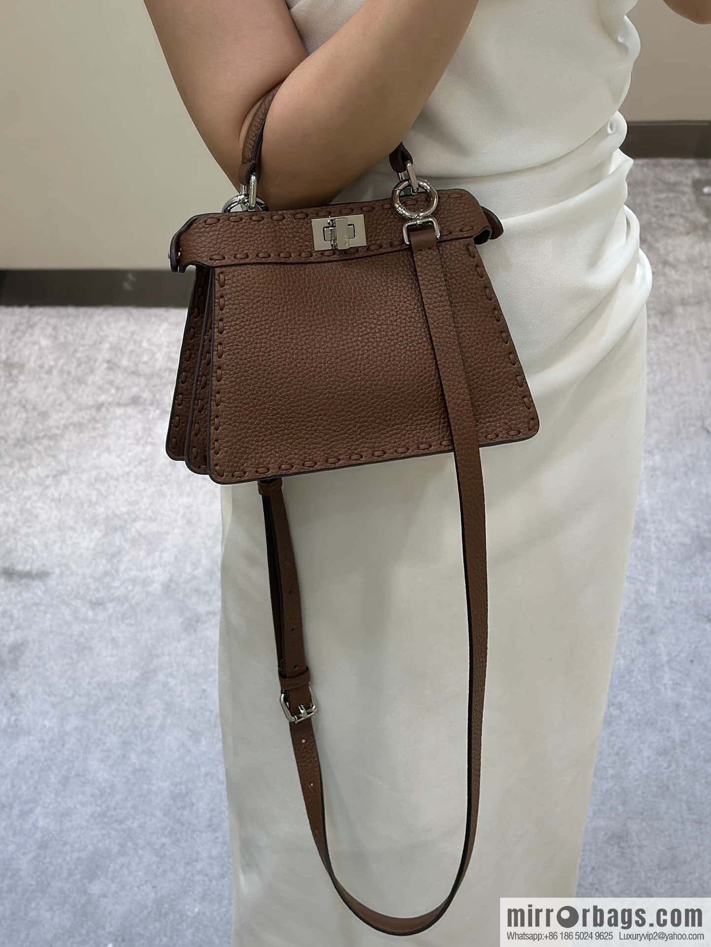 FENDI peekaboo new series I see you petite model number 80133As coffee color