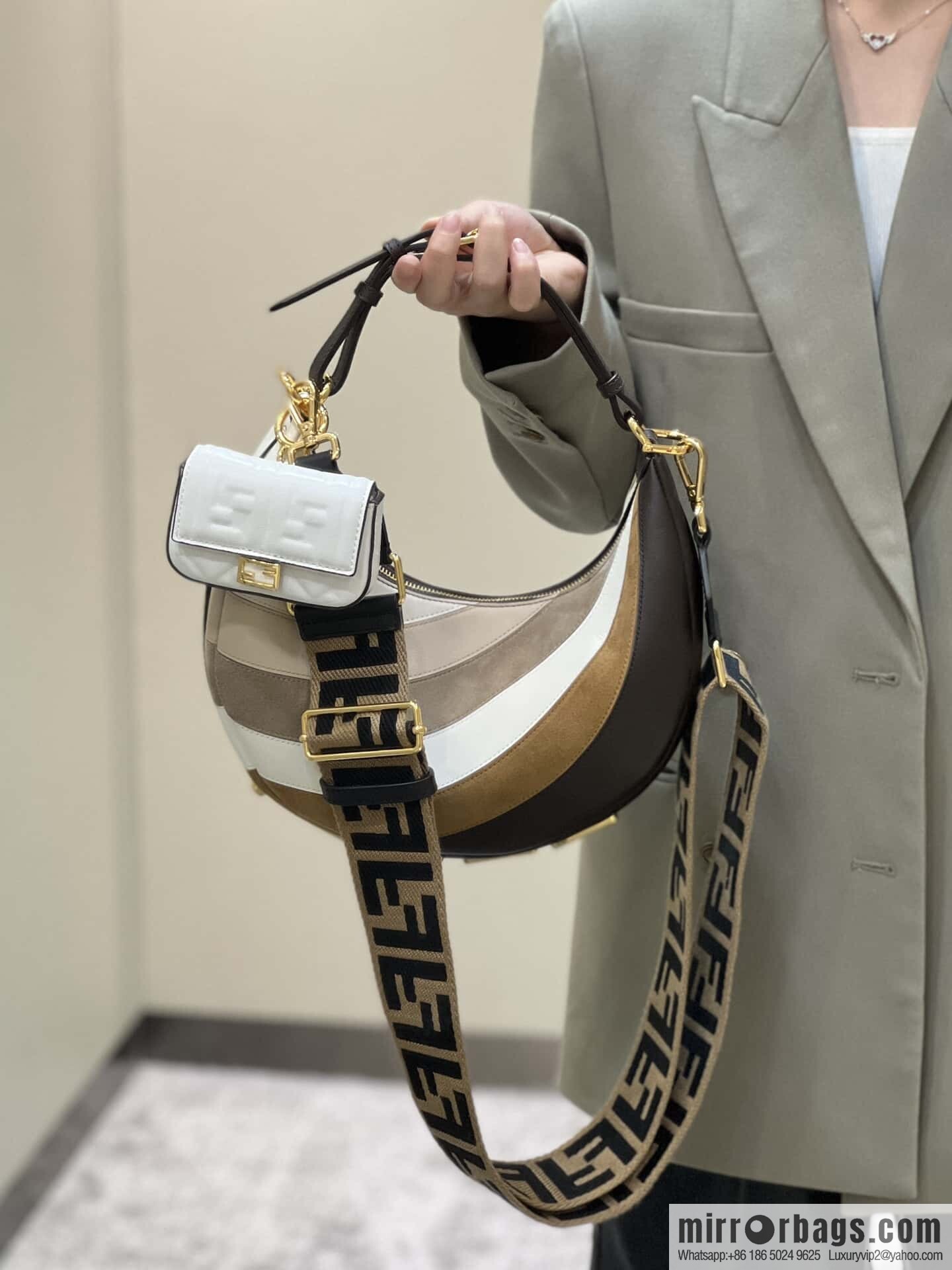 FENDI Fendigraphy armpit bag, model number: 80056m color matching