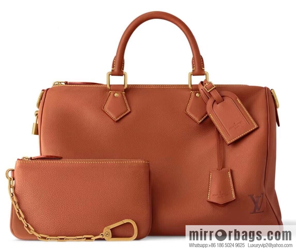 [Boutique‑grade] M12672 brown full leather, pillow bag speedy series SPEEDY P9 BANDOULIZRE40 handbag