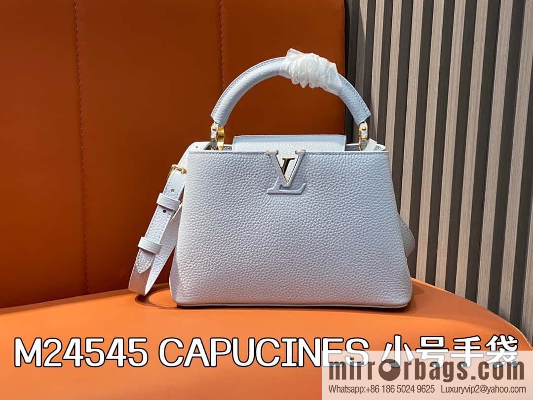 [Boutique‑grade] M24545 light blue, full leather cap that English series CAPUCINES small handbag M24727