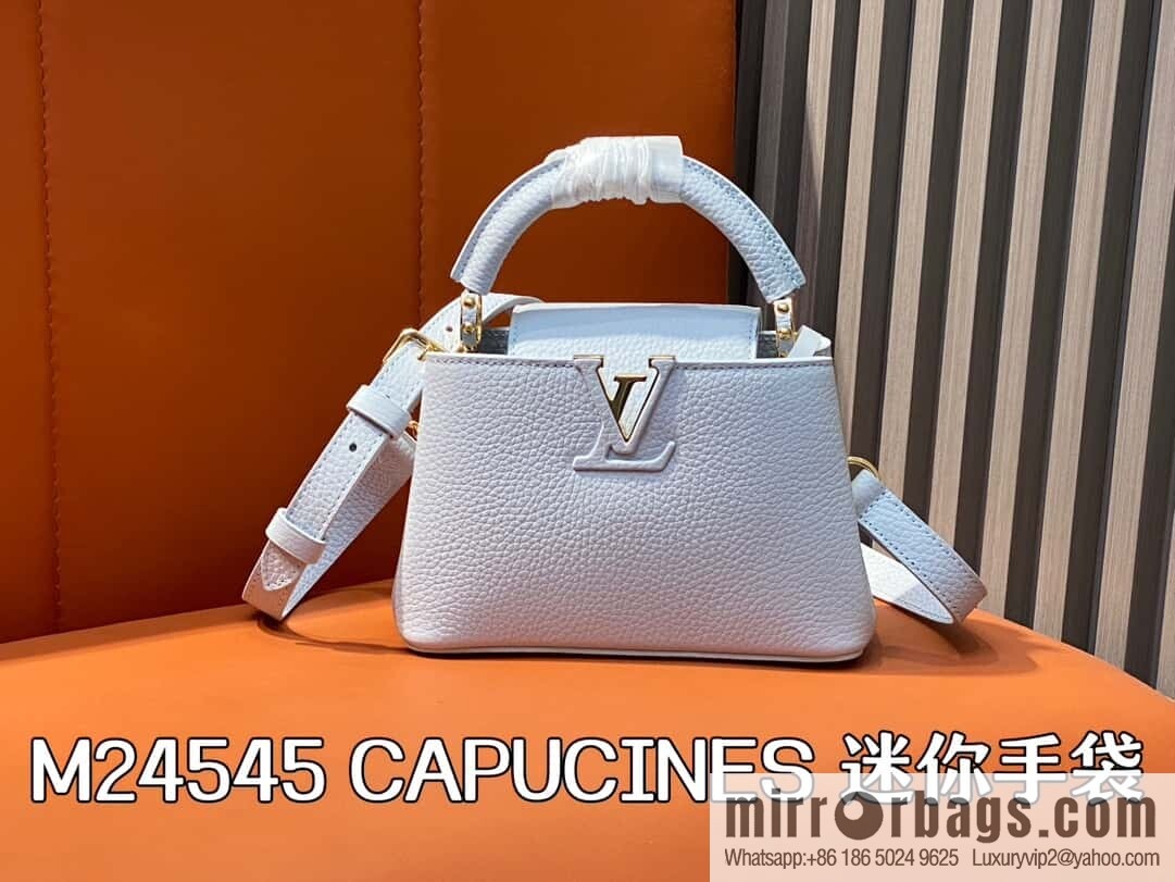 [Boutique‑grade] M24545 light blue, full leather cap that English series CAPUCINES mini handbag
