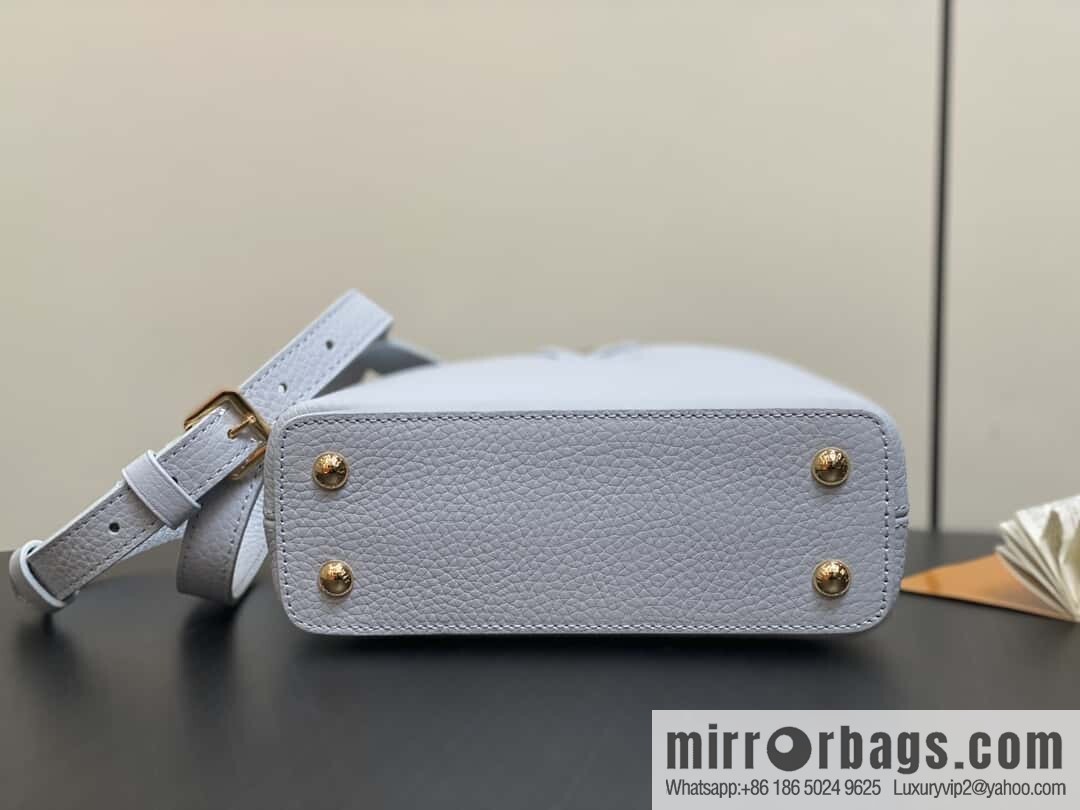 [Boutique‑grade] M24545 light blue, full leather cap that English series CAPUCINES mini handbag