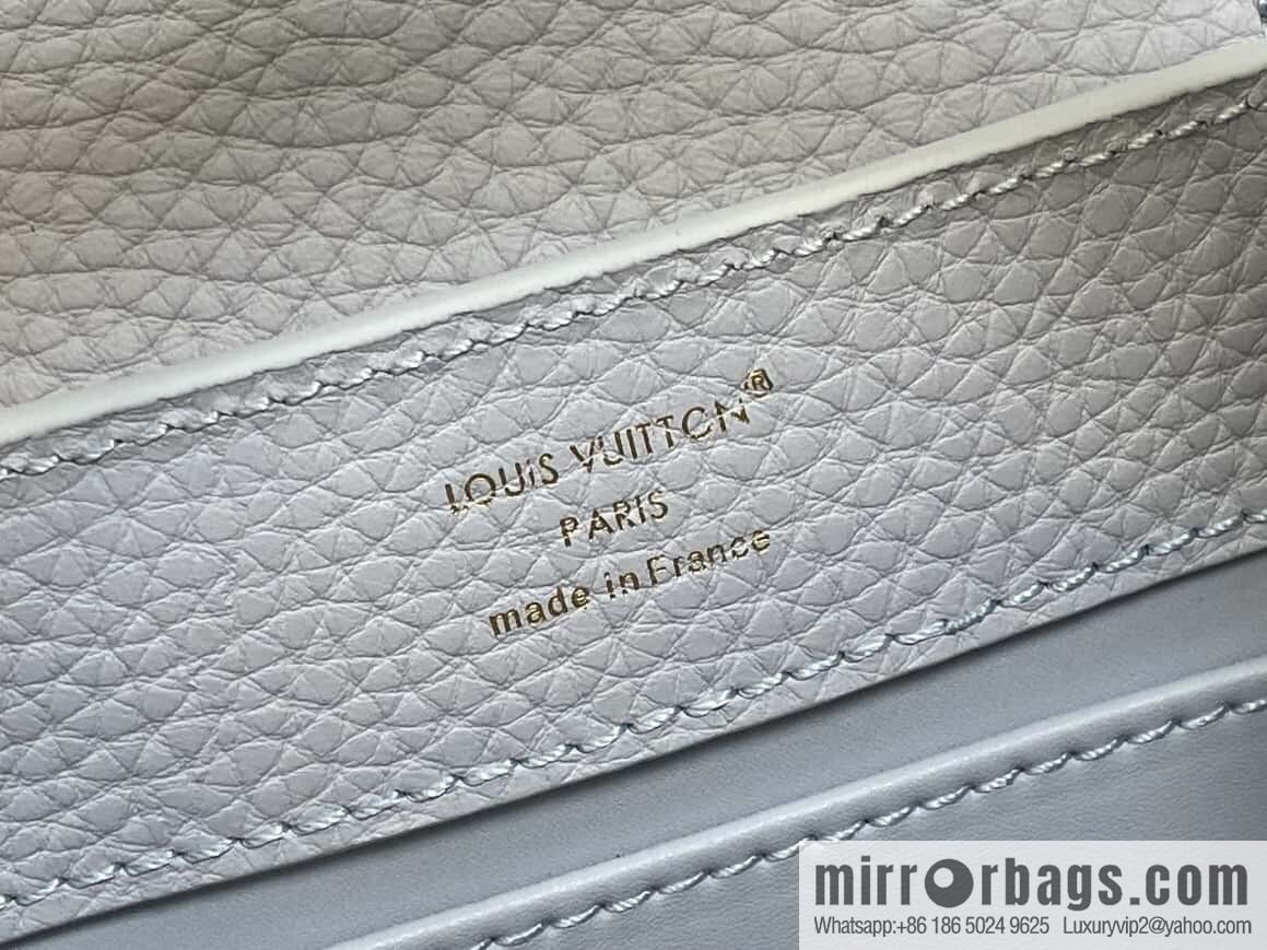 [Boutique‑grade] M24545 light blue, full leather cap that English series CAPUCINES mini handbag