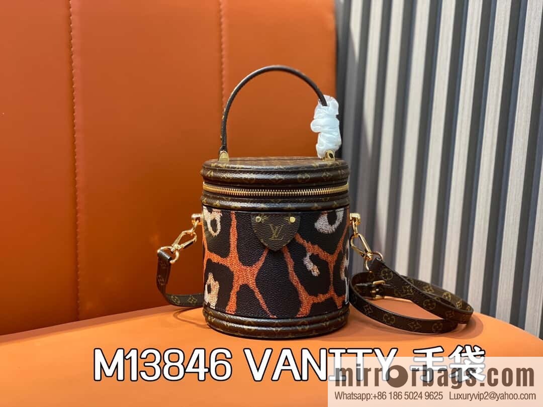 [Boutique‑grade] M13846 leopard print, drum bag, fortune bag VANITY handbag
