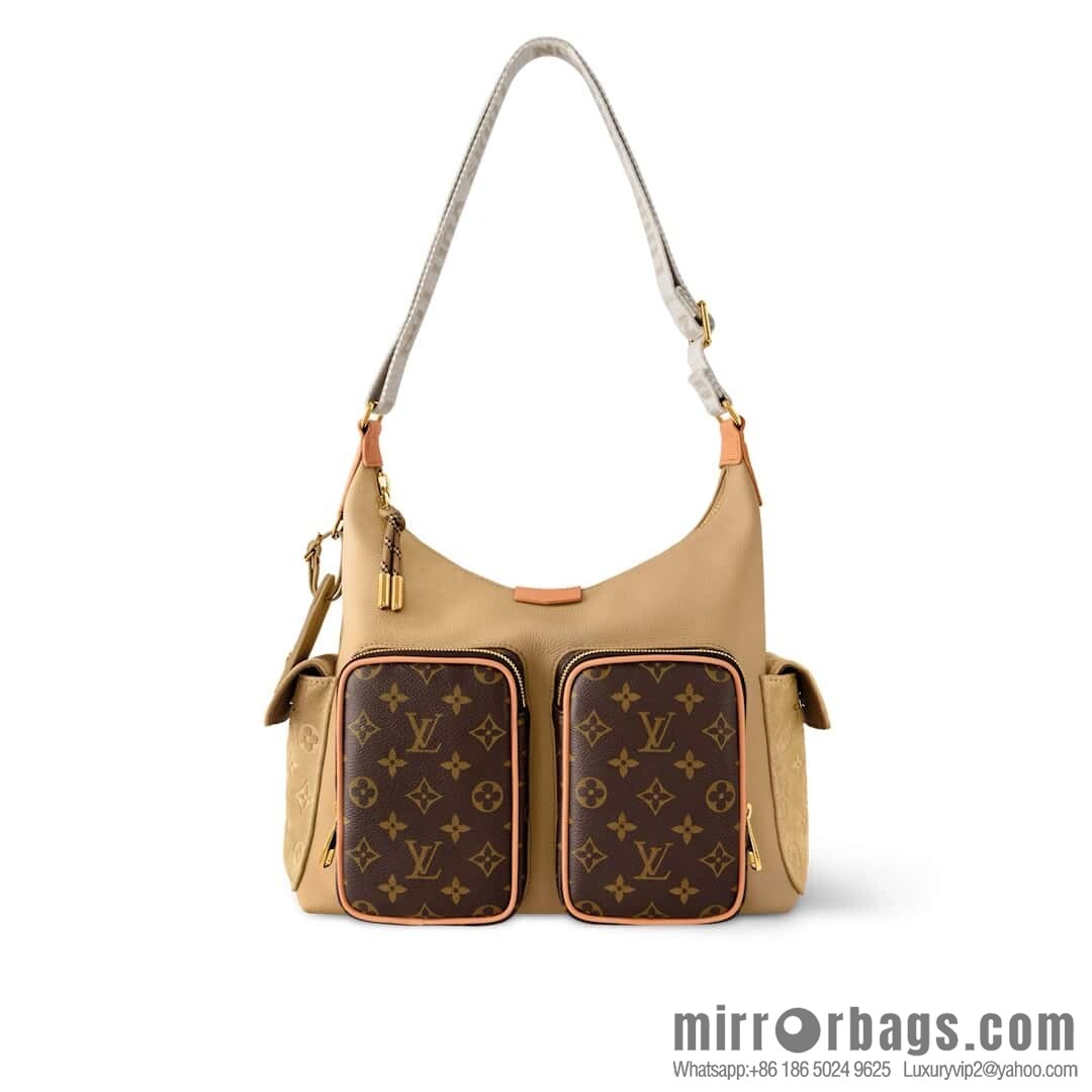 [Boutique‑grade] M12697 presbyopia brown, men's bag messenger bag series HOBO CARGO handbag