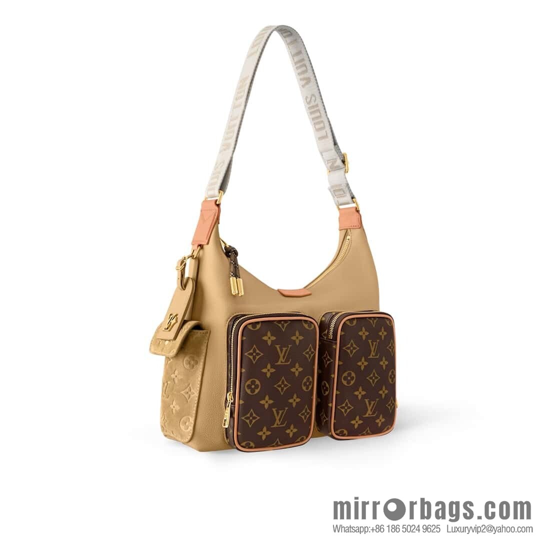 [Boutique‑grade] M12697 presbyopia brown, men's bag messenger bag series HOBO CARGO handbag