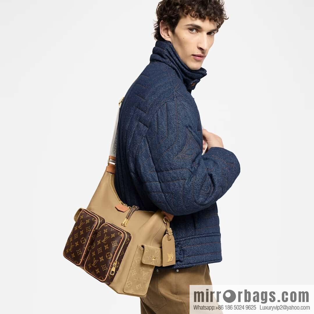 [Boutique‑grade] M12697 presbyopia brown, men's bag messenger bag series HOBO CARGO handbag