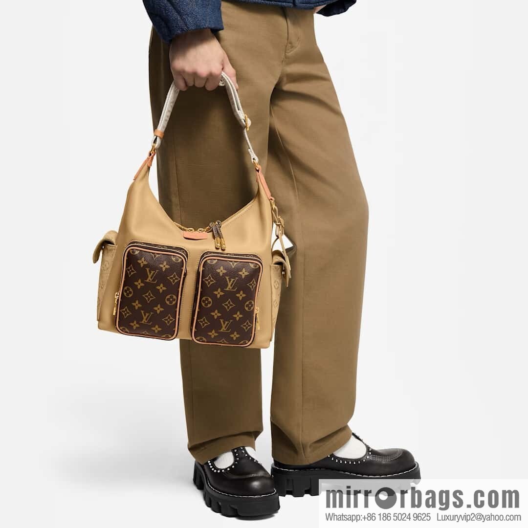[Boutique‑grade] M12697 presbyopia brown, men's bag messenger bag series HOBO CARGO handbag