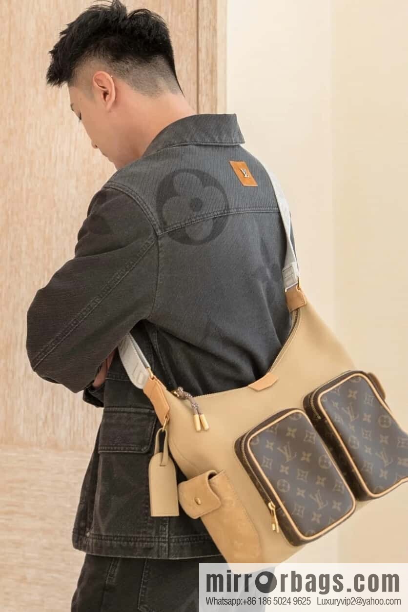 [Boutique‑grade] M12697 presbyopia brown, men's bag messenger bag series HOBO CARGO handbag