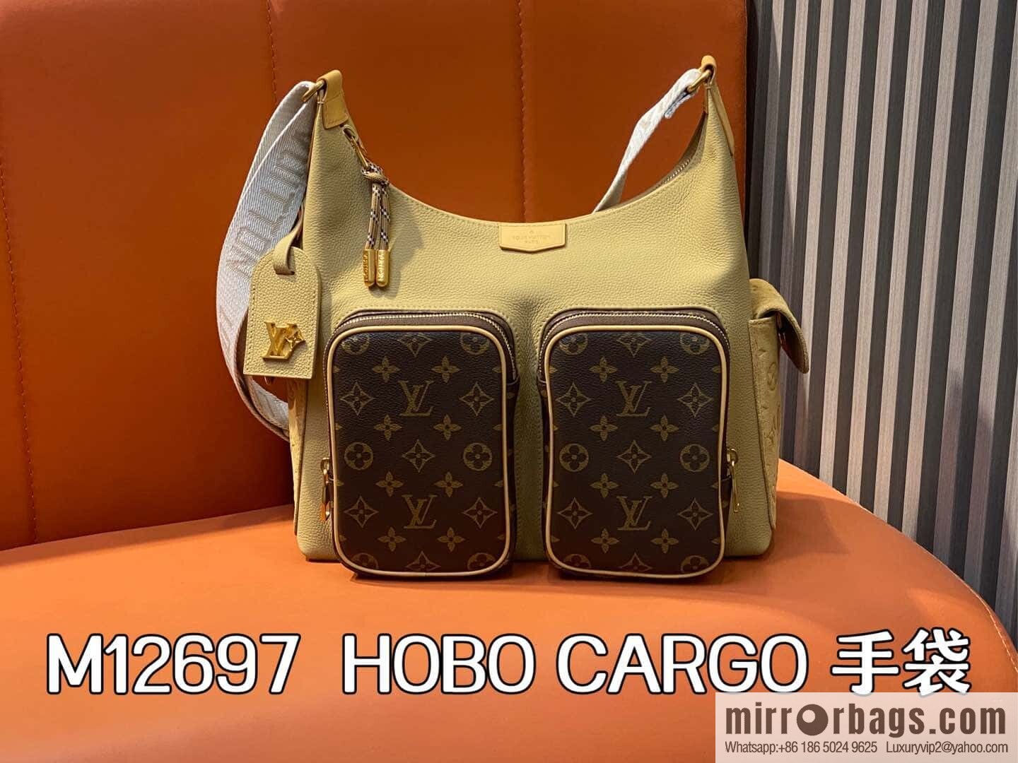 [Boutique‑grade] M12697 presbyopia brown, men's bag messenger bag series HOBO CARGO handbag