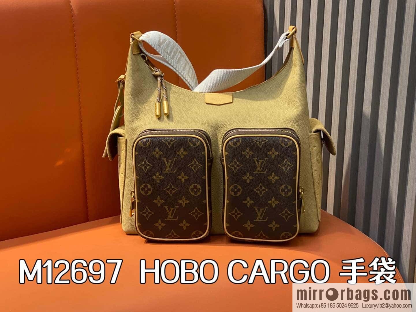 [Boutique‑grade] M12697 presbyopia brown, men's bag messenger bag series HOBO CARGO handbag