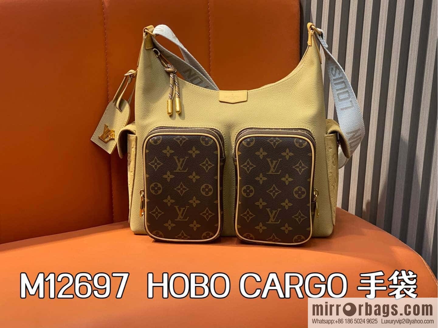 [Boutique‑grade] M12697 presbyopia brown, men's bag messenger bag series HOBO CARGO handbag