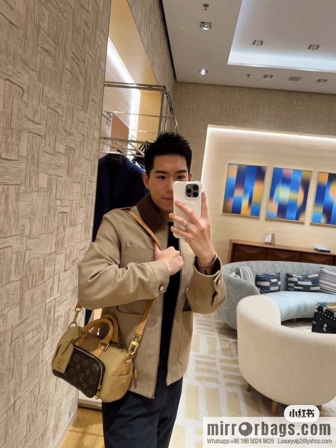 [Boutique‑grade] M12627 presbyopia brown, men's bag pillow bag keepall series, this Keepall Bandoulière 25 handbag