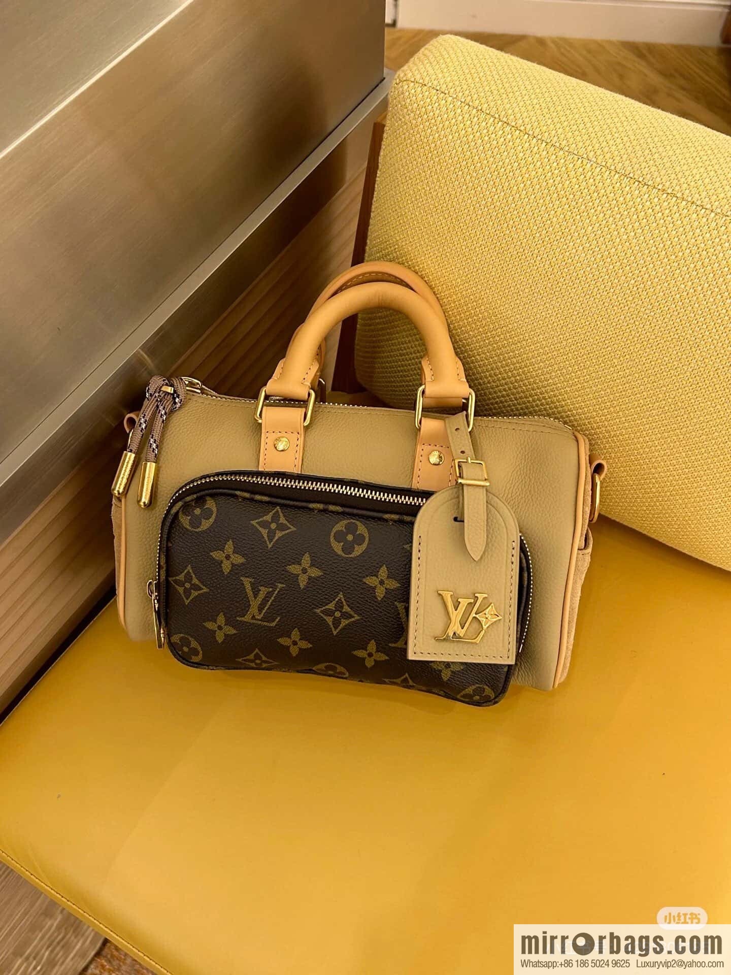 [Boutique‑grade] M12627 presbyopia brown, men's bag pillow bag keepall series, this Keepall Bandoulière 25 handbag