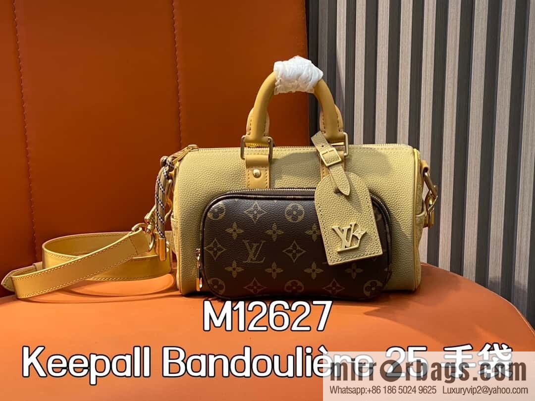 [Boutique‑grade] M12627 presbyopia brown, men's bag pillow bag keepall series, this Keepall Bandoulière 25 handbag