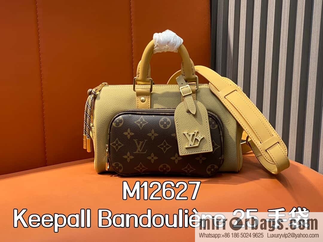 [Boutique‑grade] M12627 presbyopia brown, men's bag pillow bag keepall series, this Keepall Bandoulière 25 handbag