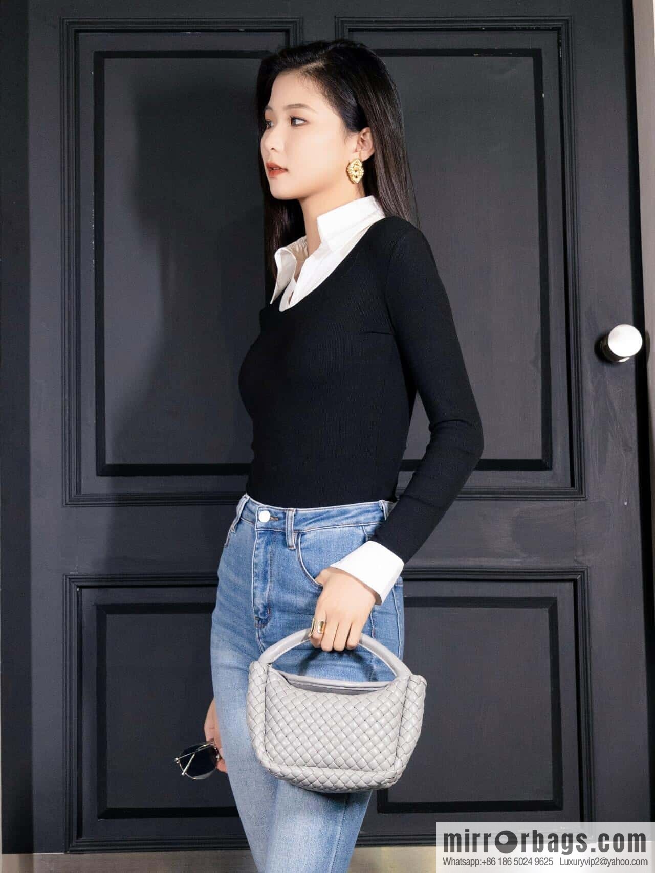 BV Small Cobble Handbag 805739 Silver Grey