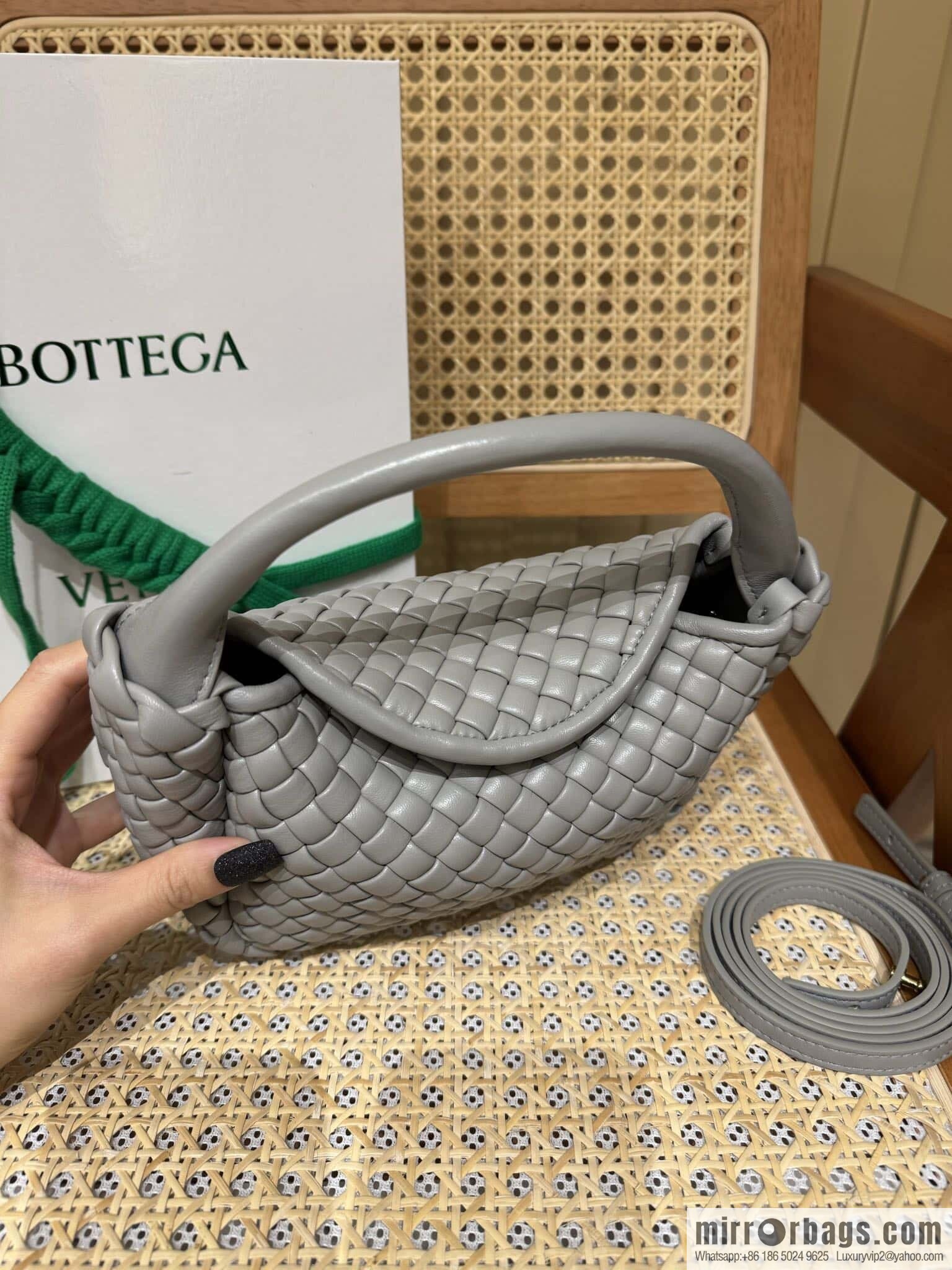 BV Small Cobble Handbag 805739 Silver Grey