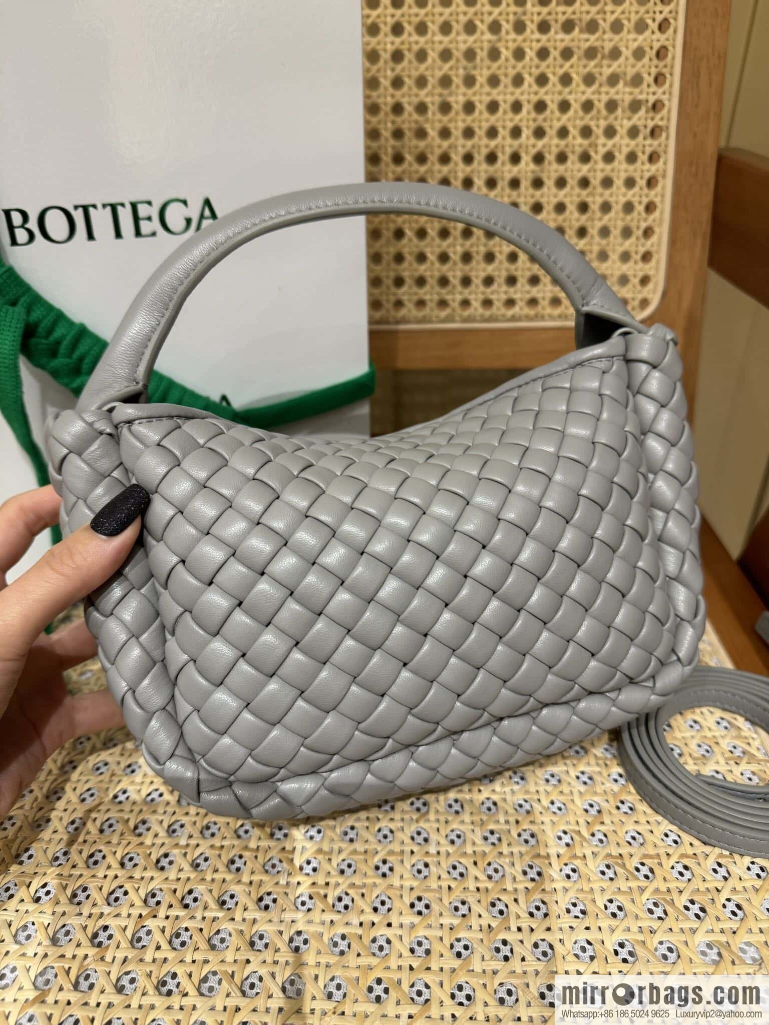 BV Small Cobble Handbag 805739 Silver Grey