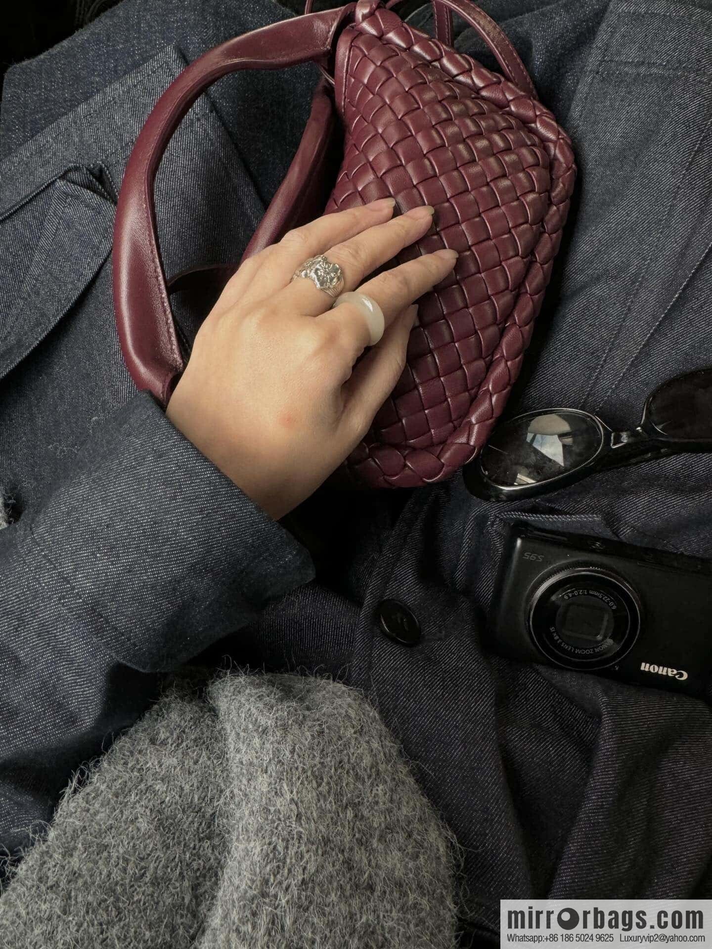 BV Small Cobble Handbag 805739 Barolo Burgundy